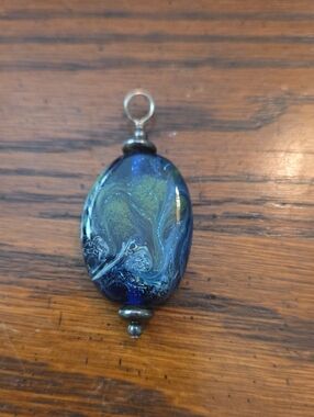 Handmade Blue Swirl Glass Pendant Necklace